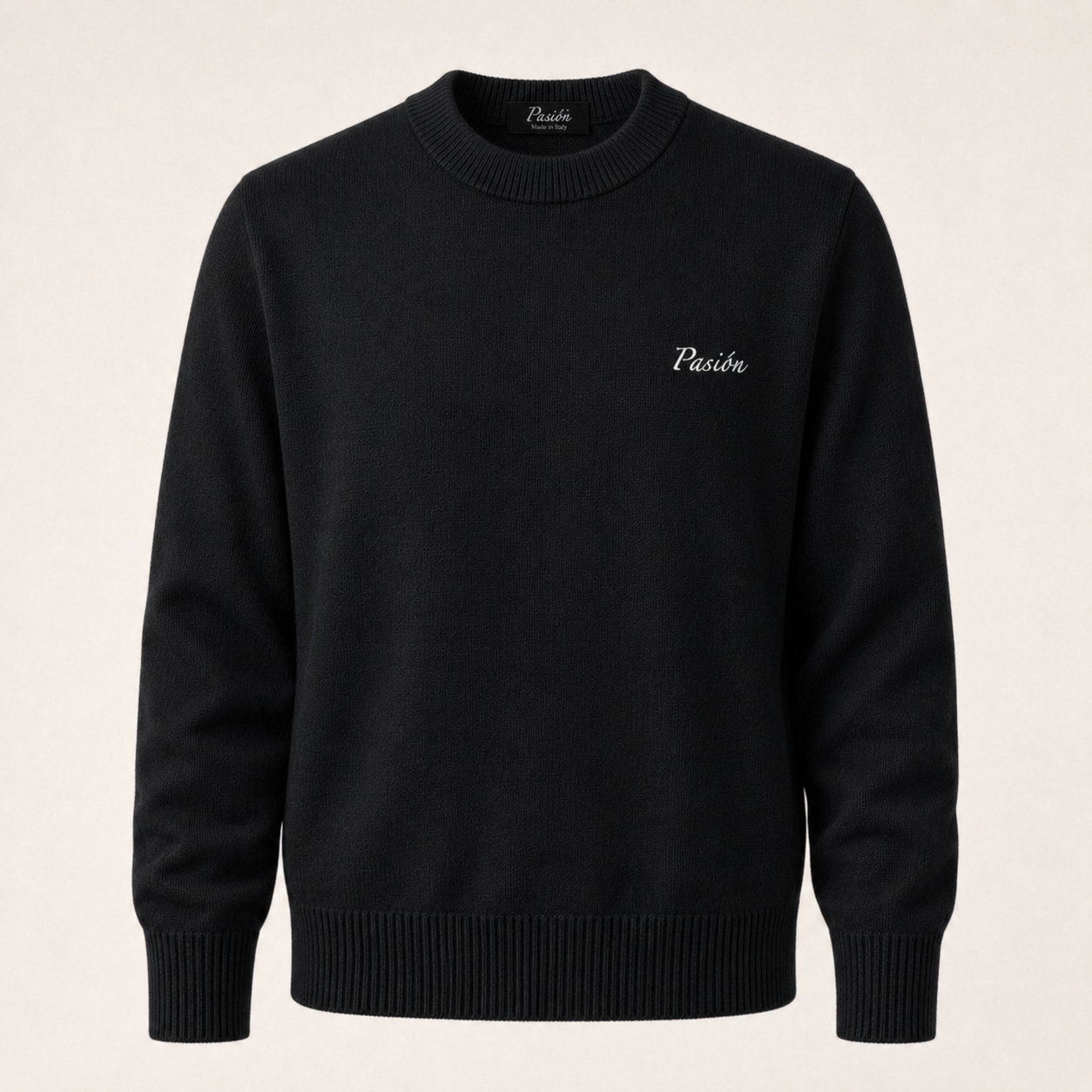 Pasión Onice – Schwarzer Italian Merino Blend Sweater, Quiet Luxury Essentials