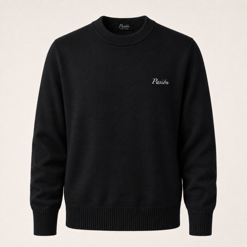 Pasión Onice – Schwarzer Italian Merino Blend Sweater, Quiet Luxury Essentials